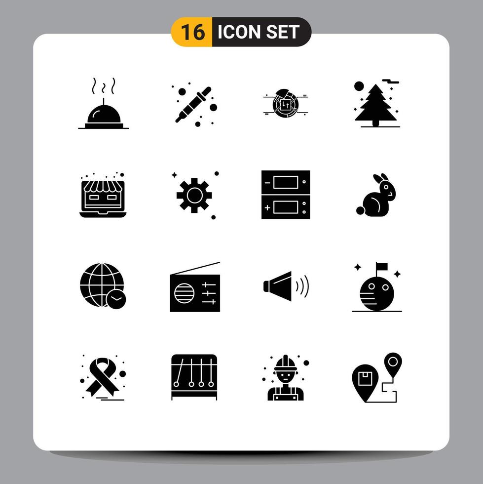 Set of 16 Modern UI Icons Symbols Signs for online store shop chart laptop plant Editable Vector Design Elements