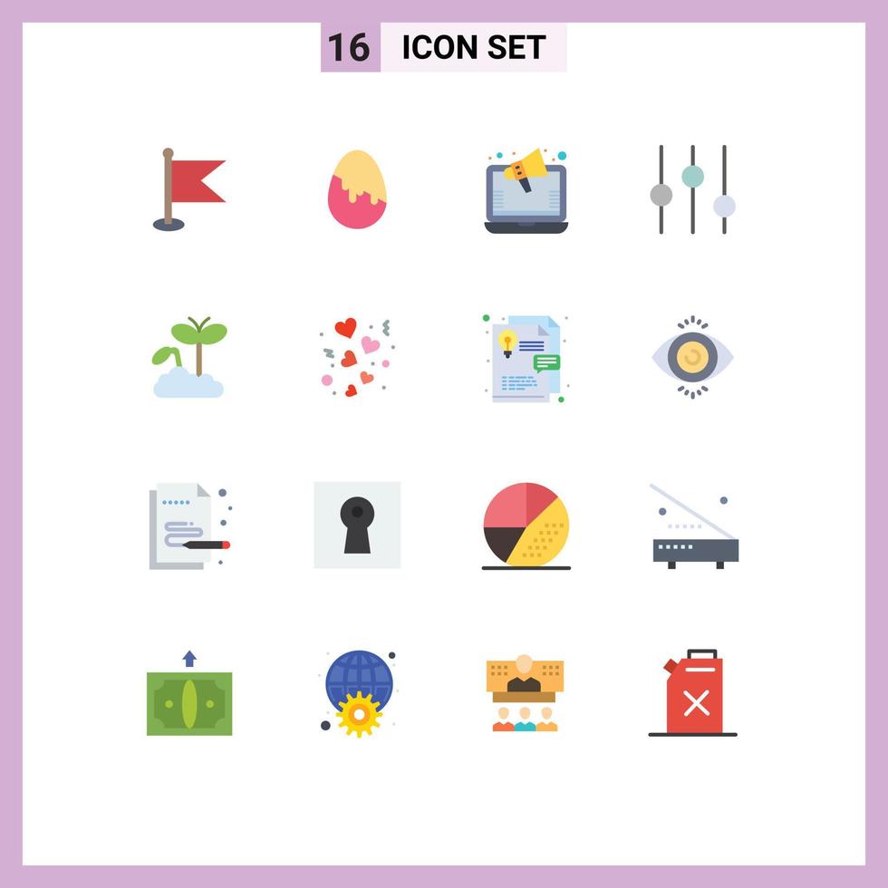 Concepto de 16 colores planos para sitios web móviles y aplicaciones anuncios de crecimiento de madurez controles de ajuste paquete editable de elementos de diseño de vectores creativos