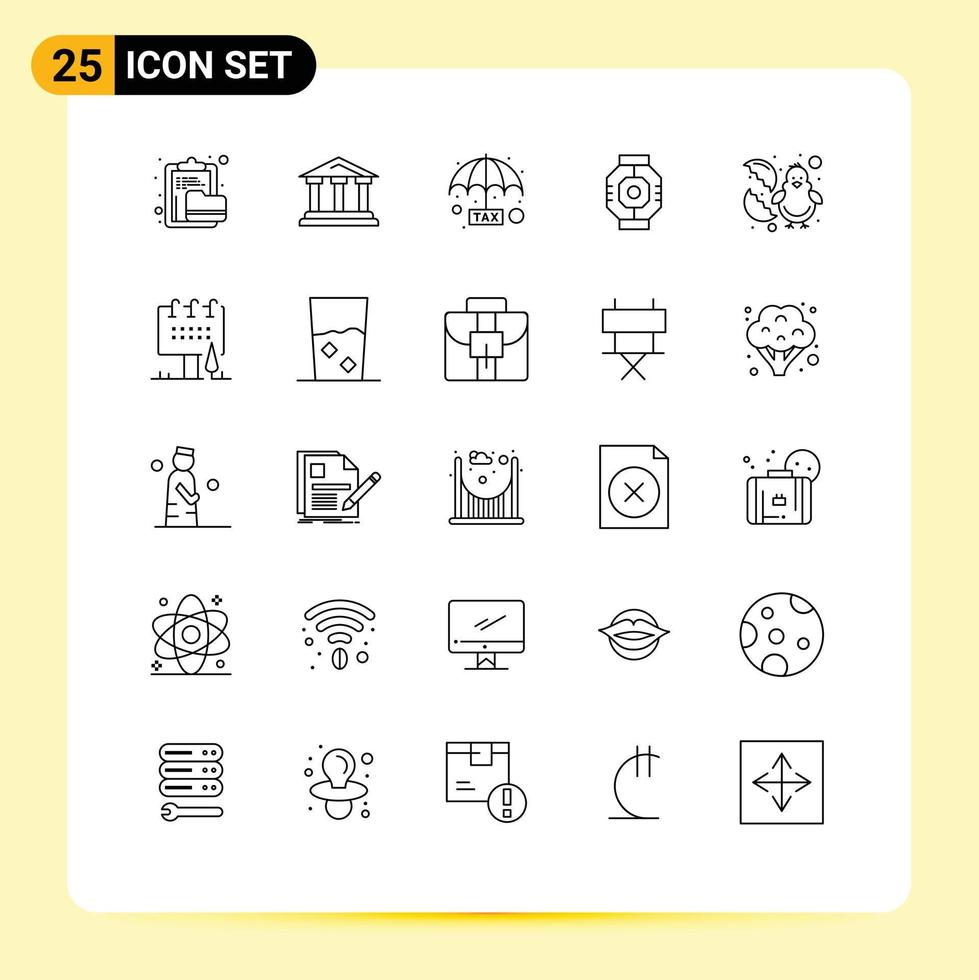 Set of 25 Modern UI Icons Symbols Signs for module capsule court airlock plan Editable Vector Design Elements