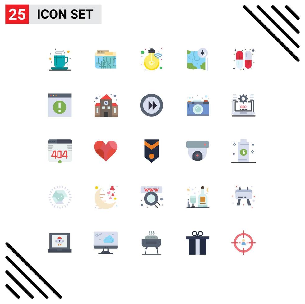 25 User Interface Flat Color Pack of modern Signs and Symbols of track google multi map light Editable Vector Design Elements