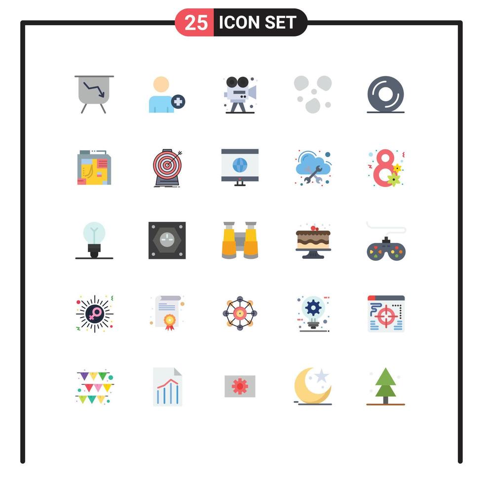 Mobile Interface Flat Color Set of 25 Pictograms of atx dvd art cd ice Editable Vector Design Elements