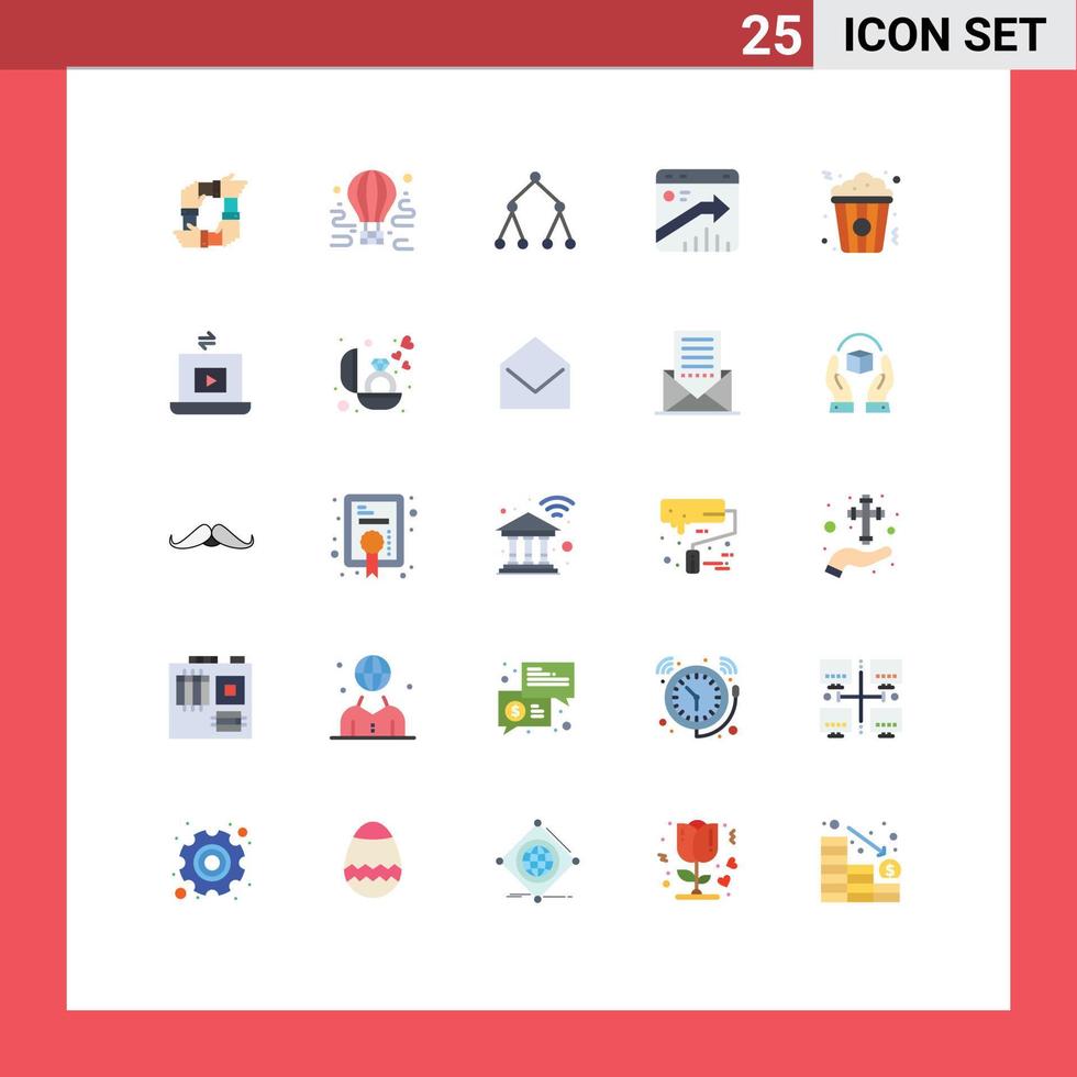 Pictogram Set of 25 Simple Flat Colors of report browser tour arrow social Editable Vector Design Elements