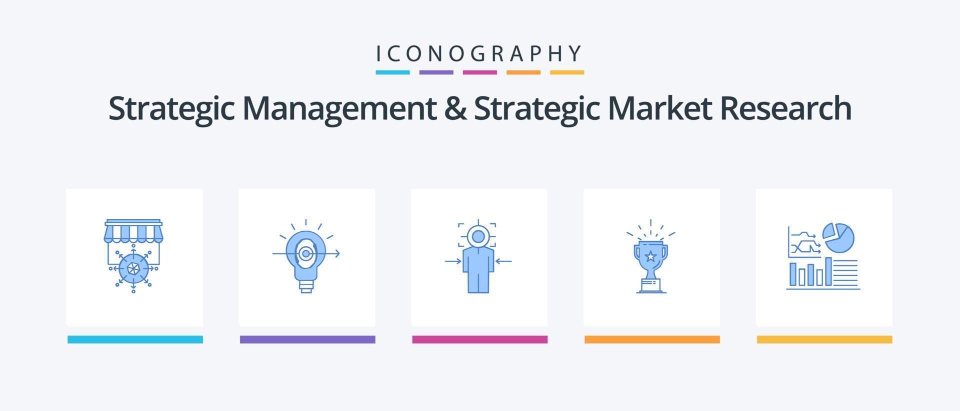 Strategic Management And Strategic Market Research Blue 5 Icon Pack Including graph. prize. man. medal. goal. Creative Icons Design vector