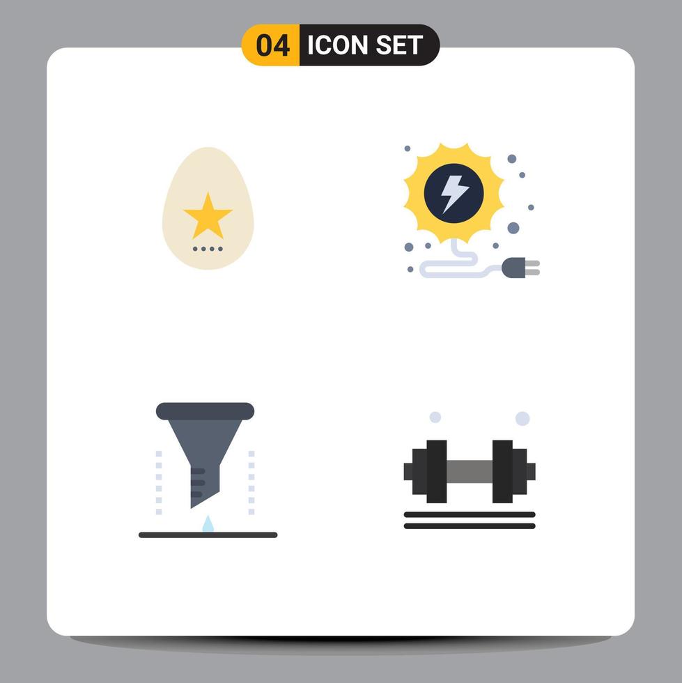 Set of 4 Commercial Flat Icons pack for egg chemical laboratory spring power funnel Editable Vector Design Elements