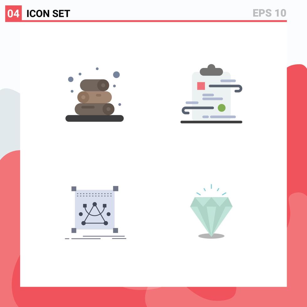 Group of 4 Modern Flat Icons Set for spa editing clipboard paper resize Editable Vector Design Elements