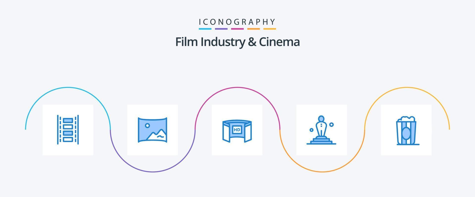 paquete de iconos cenima blue 5 que incluye cine. película. cinematografía. película. alta definición vector