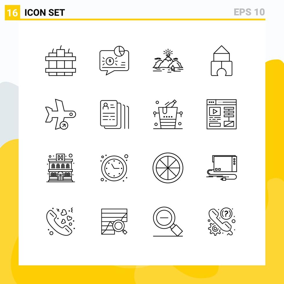Universal Icon Symbols Group of 16 Modern Outlines of off toy nature constructor blast Editable Vector Design Elements