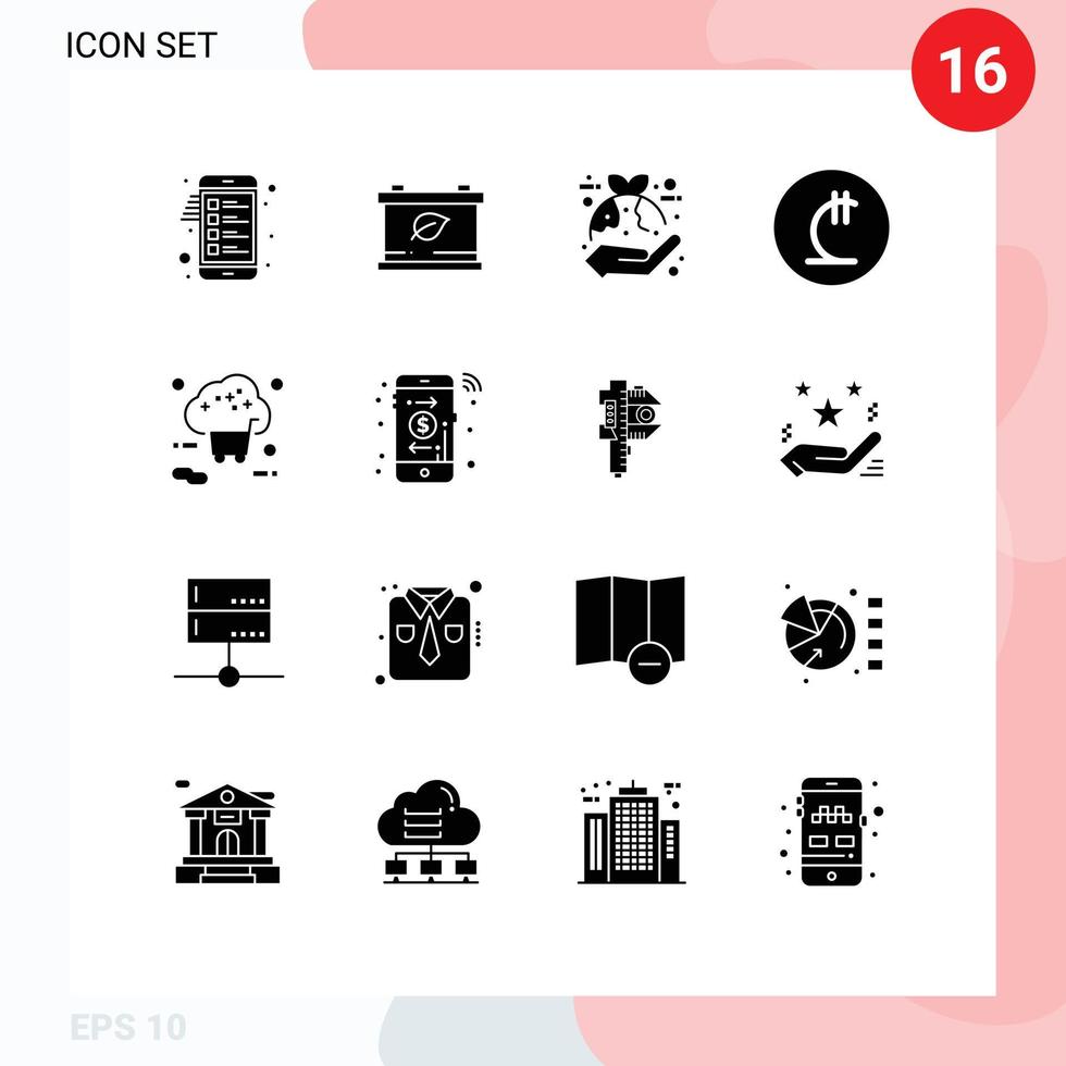 conjunto de 16 iconos modernos de la interfaz de usuario signos de símbolos para la protección georgiana de internet georgia lari elementos de diseño vectorial editables vector