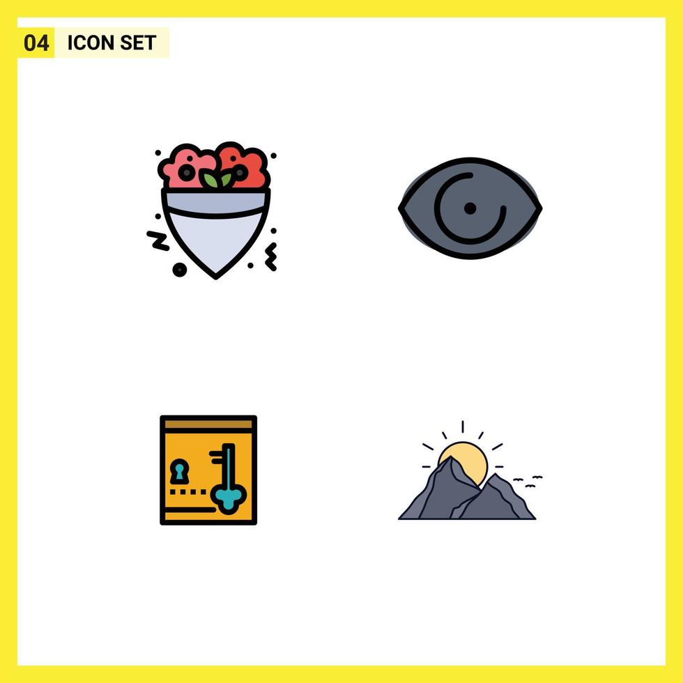 Universal Icon Symbols Group of 4 Modern Filledline Flat Colors of fast locker crepe human key Editable Vector Design Elements