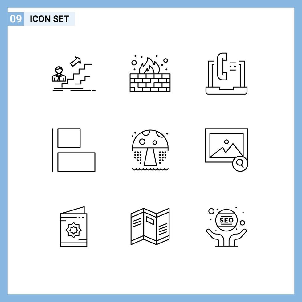 9 Thematic Vector Outlines and Editable Symbols of water horizontal protection align laptop Editable Vector Design Elements