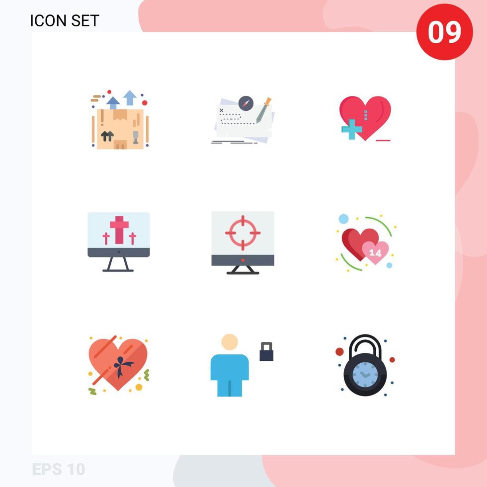 Set of 9 Modern UI Icons Symbols Signs for egg screen quest monitor hospital Editable Vector Design Elements