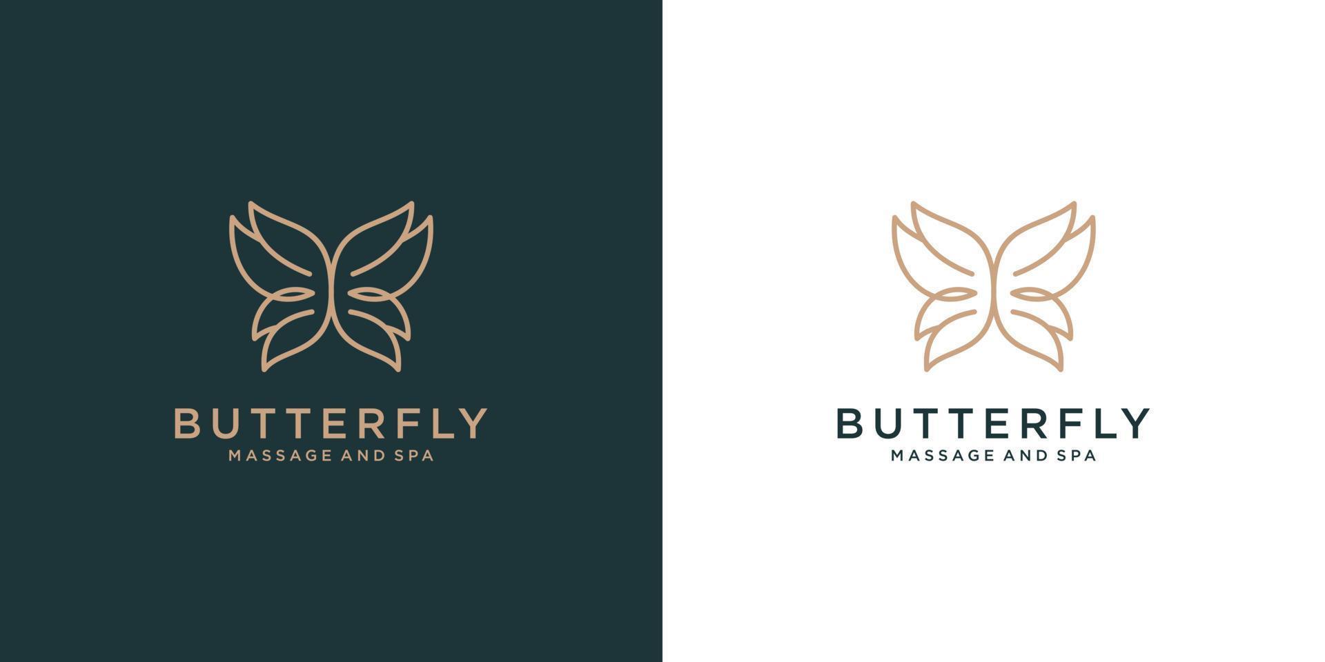 Luxury Butterfly logo design with line art style vector