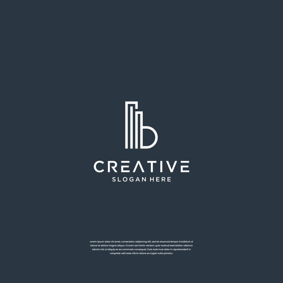 Minimalist initial B with building logo design inspiration vector