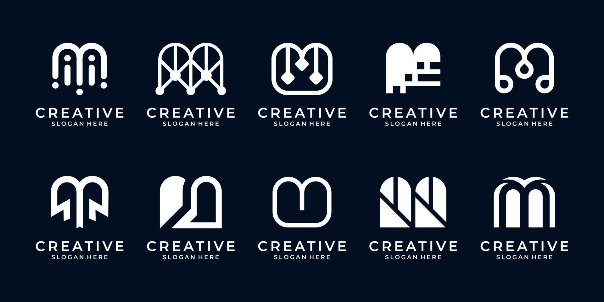 Collection of letter M logo template for business technology or etc. vector