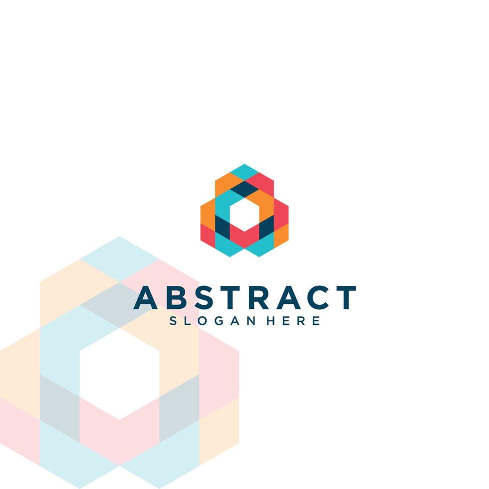 full color abstract polygon design logo vector