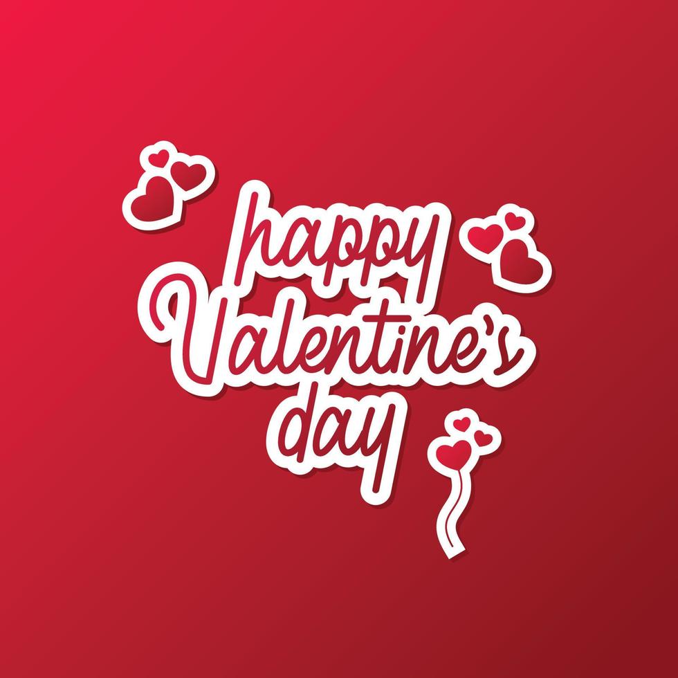 Happy Valentine's Day text, typographic poster hand letters on a red gradient background vector