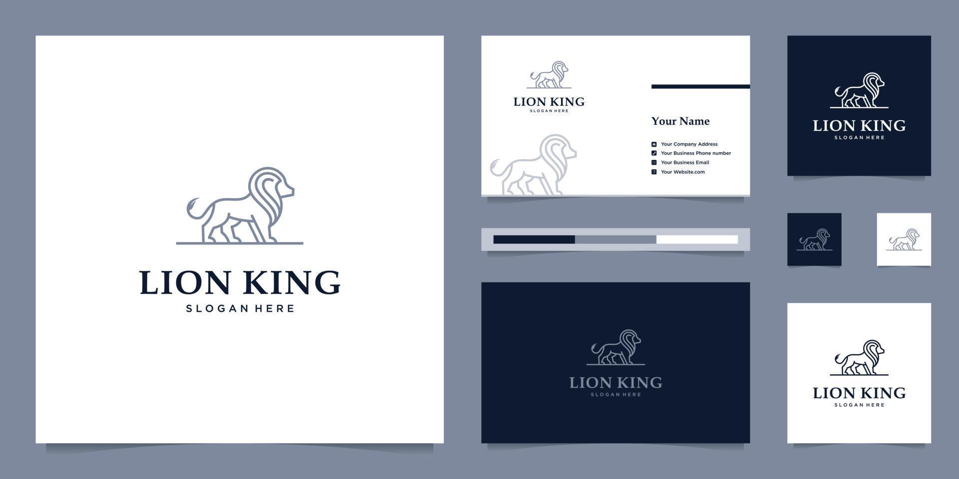 elegant king lion with stylish graphic design and name card inspiration luxury design logo vector