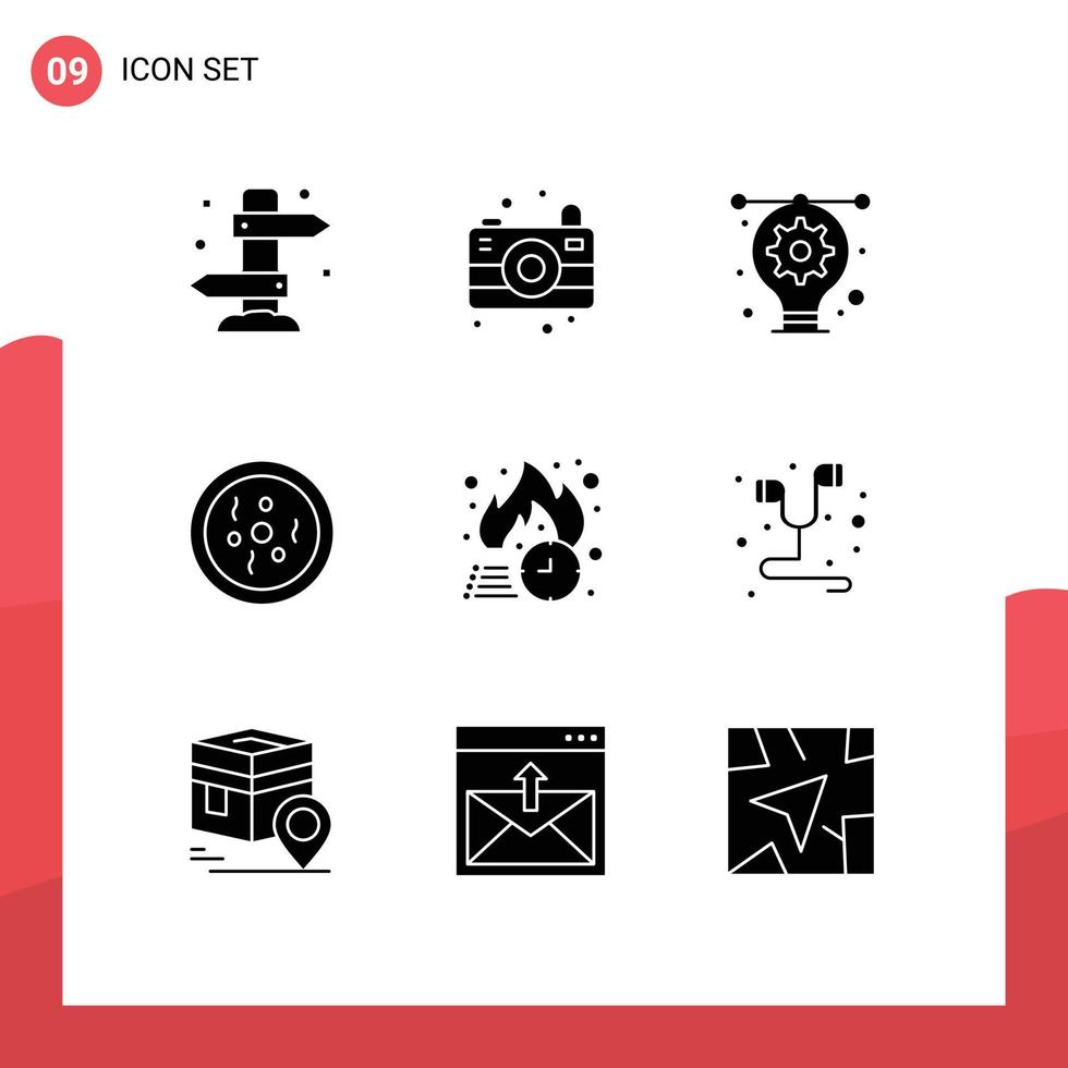 9 Universal Solid Glyphs Set for Web and Mobile Applications friday science artwork petri chemistry Editable Vector Design Elements
