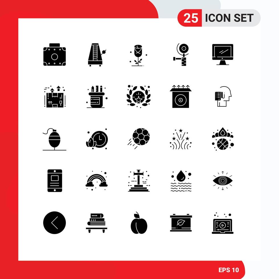 paquete de iconos de vector de stock de 25 signos y símbolos de línea para elementos de diseño de vector editables de construcción de pulido de flor de computadora de dispositivo