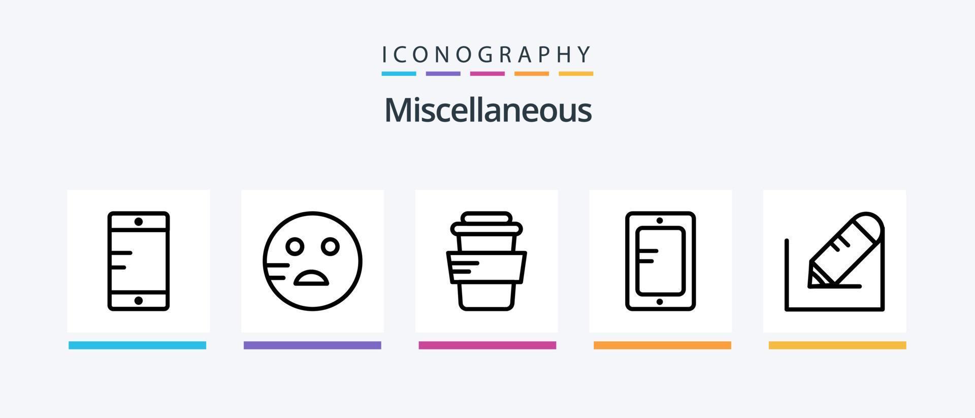 Miscellaneous Line 5 Icon Pack Including education. bag. web . school. bag. Creative Icons Design vector