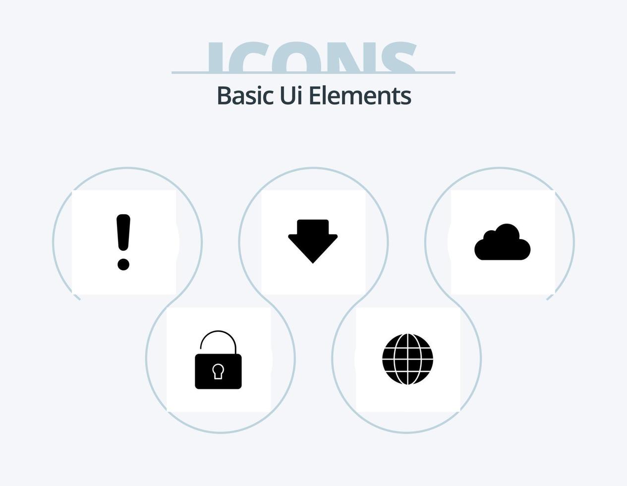 Basic Ui Elements Glyph Icon Pack 5 Icon Design. cloudy. data. danger. cloud. down vector