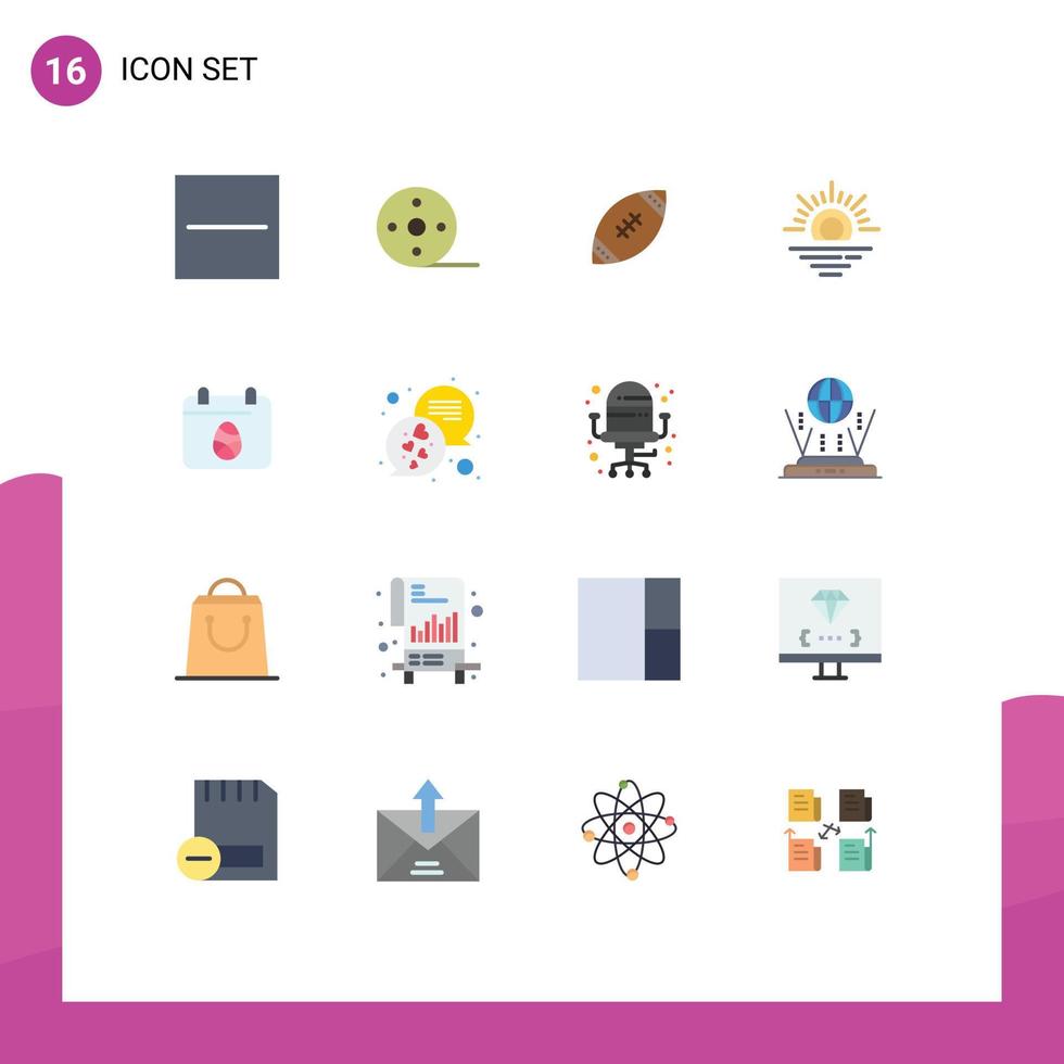 Group of 16 Modern Flat Colors Set for egg weather american warm rugby Editable Pack of Creative Vector Design Elements