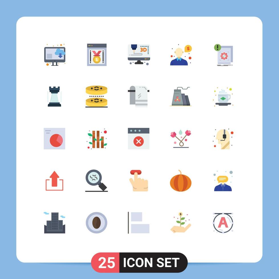 25 Flat Color concept for Websites Mobile and Apps alert infrastructure computer standard support Editable Vector Design Elements