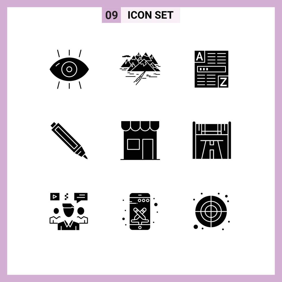 Stock Vector Icon Pack of 9 Line Signs and Symbols for building pen rocks education code Editable Vector Design Elements
