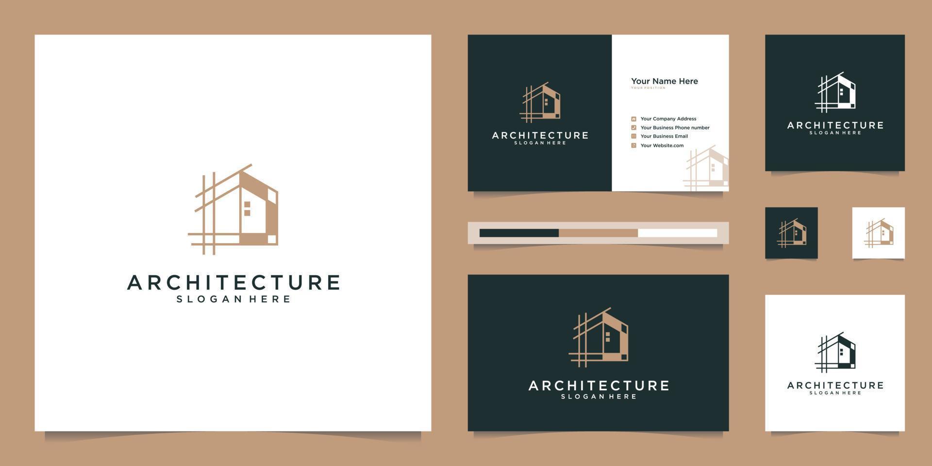 architectural logo design and business card templates. abstract structure of real estate, building, construction, apartment. vector