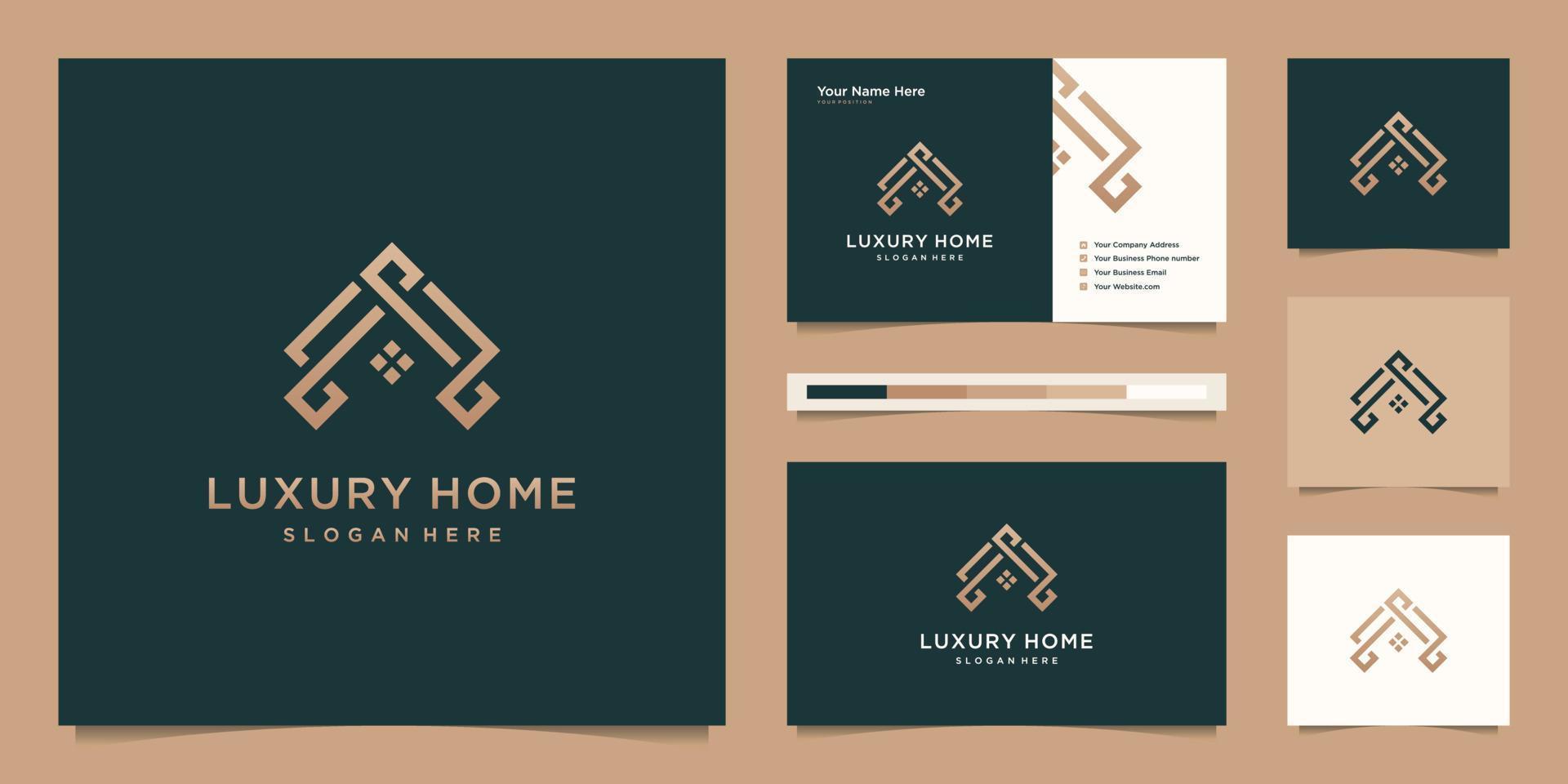 Luxury home line for real estate, building, construction, property. minimal logo design template and business card vector