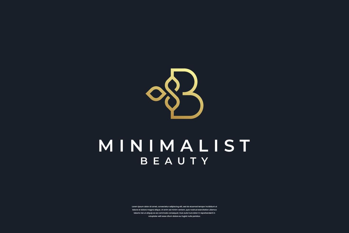 minimalista dorado inicial b y diseño de logotipo de hoja con símbolo de infinito vector