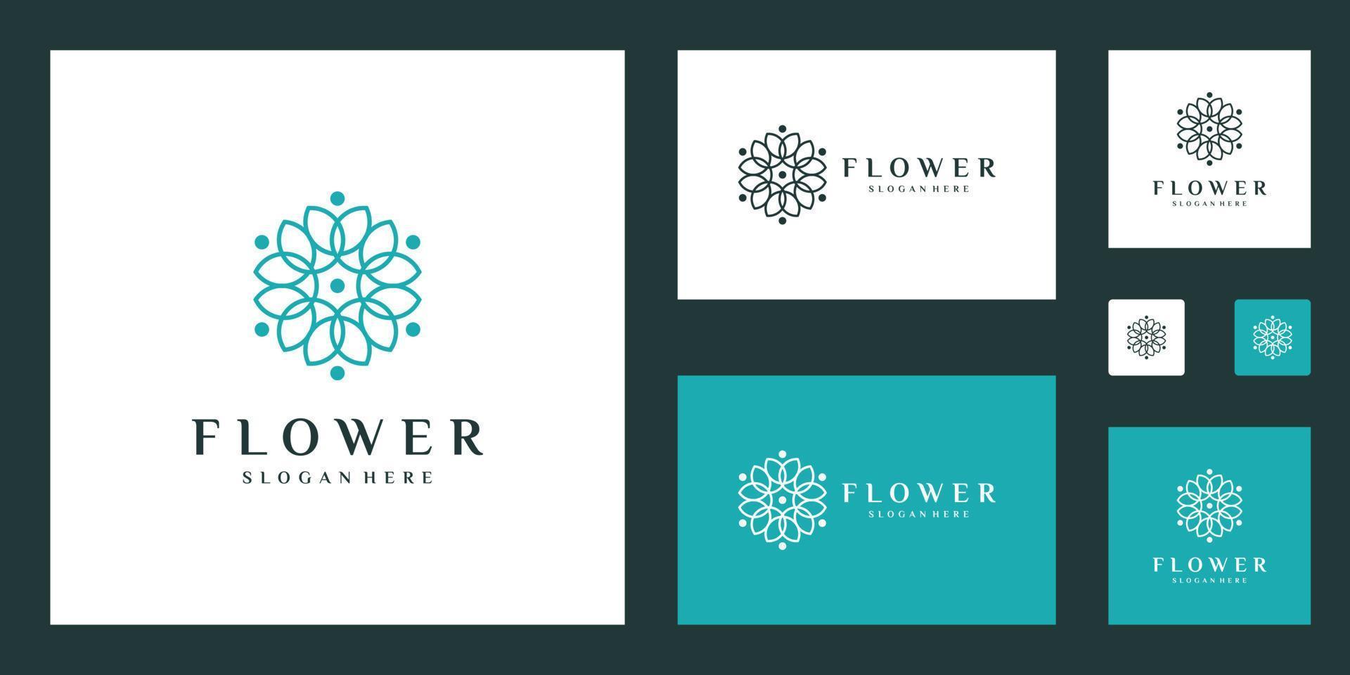 Minimalist elegant Flower logo design with line art style vector