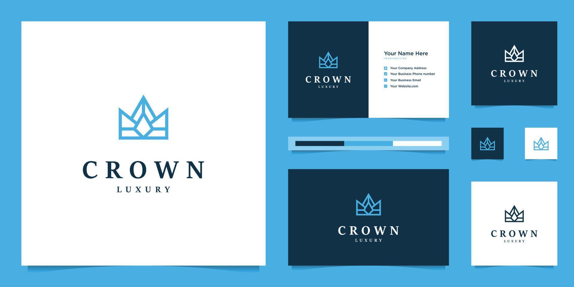 elegante diseño de corona de logo simple, símbolo de reino, rey y líder. vector