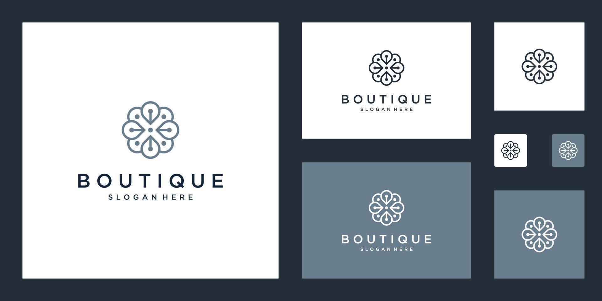 Simple and elegant floral monogram design template, elegant line art logo design, vector illustration