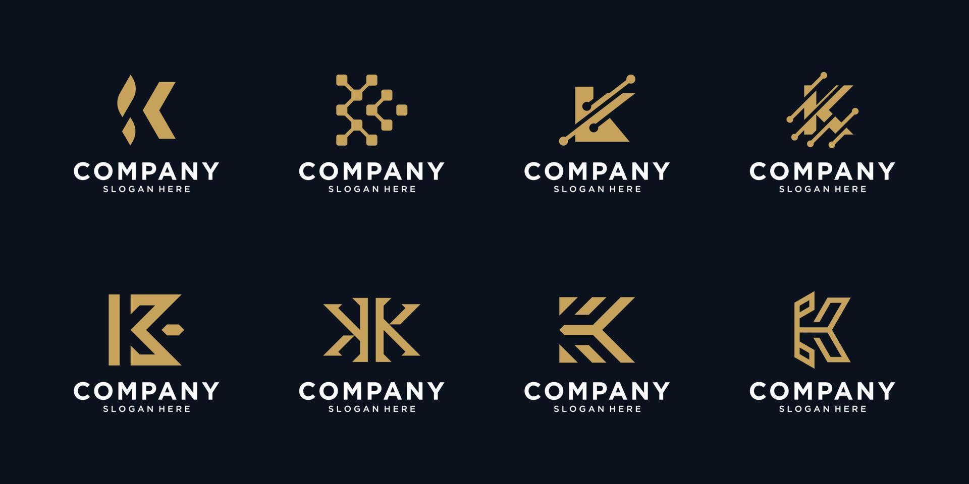 Set of creative letter k logo design templates vector