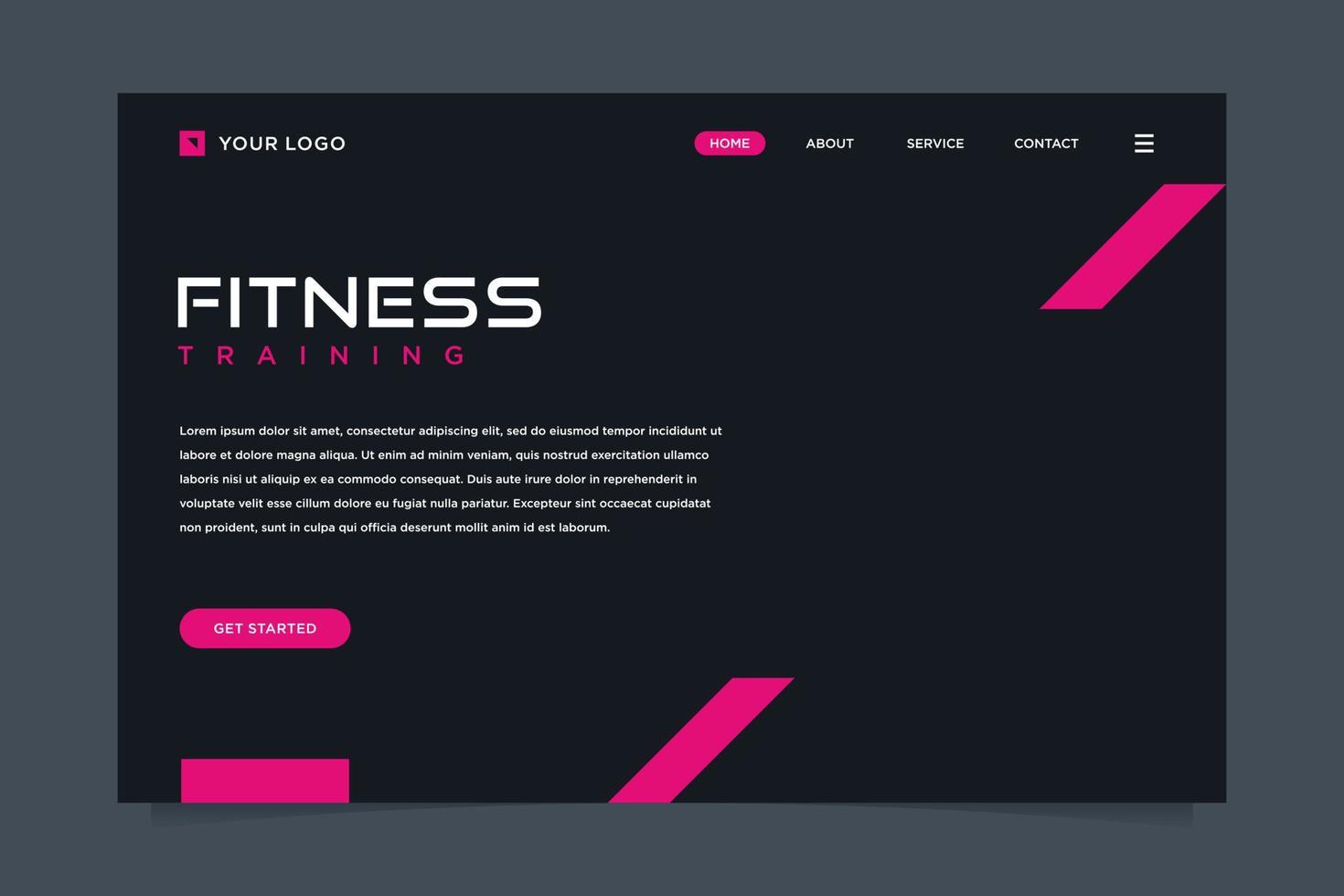 fitness solution landing page design vector