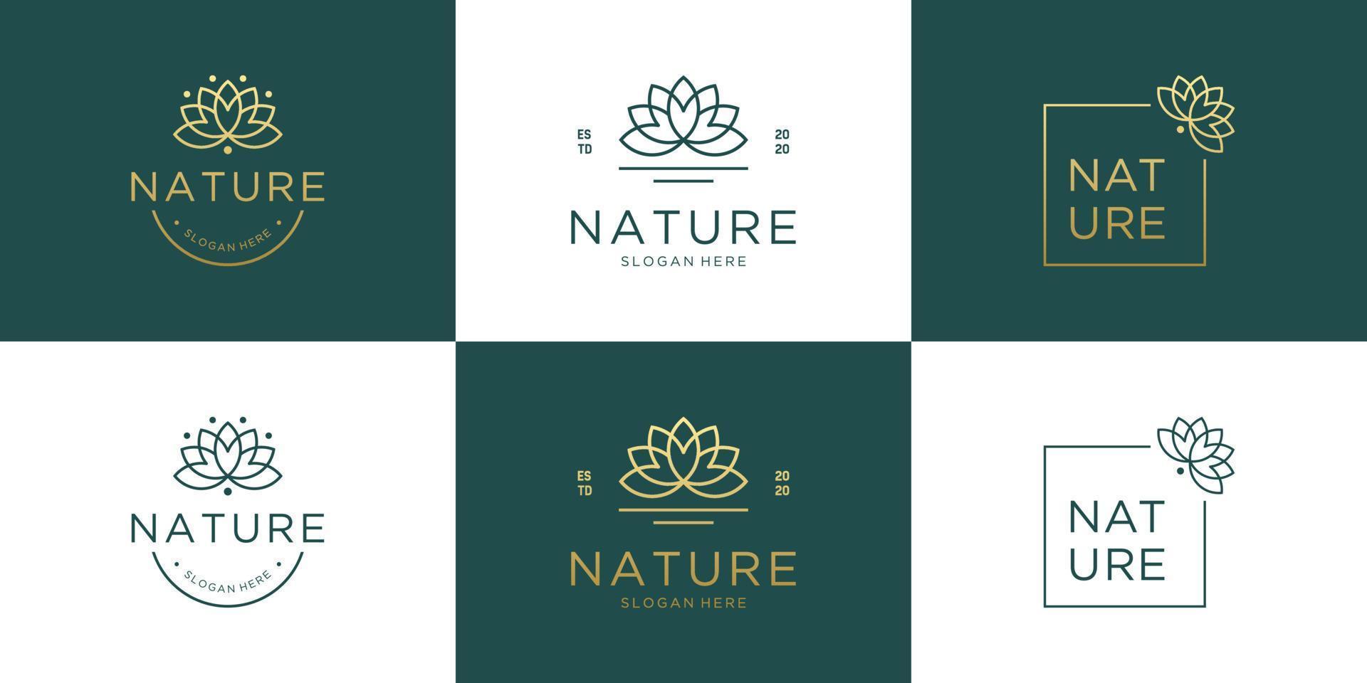 Set collection luxury elegant flower symbol for beauty salon, fashion, skincare, cosmetic, yoga and spa products vector