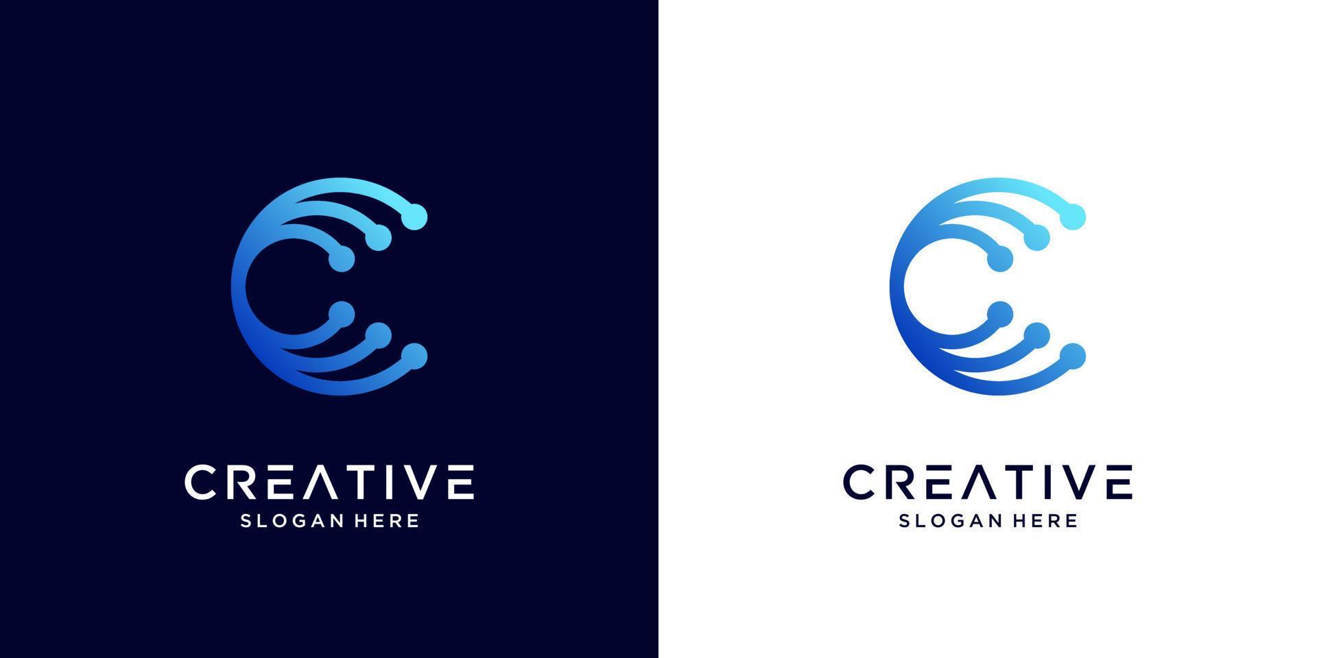 Creative Letter C logo design with point or dot symbol vector