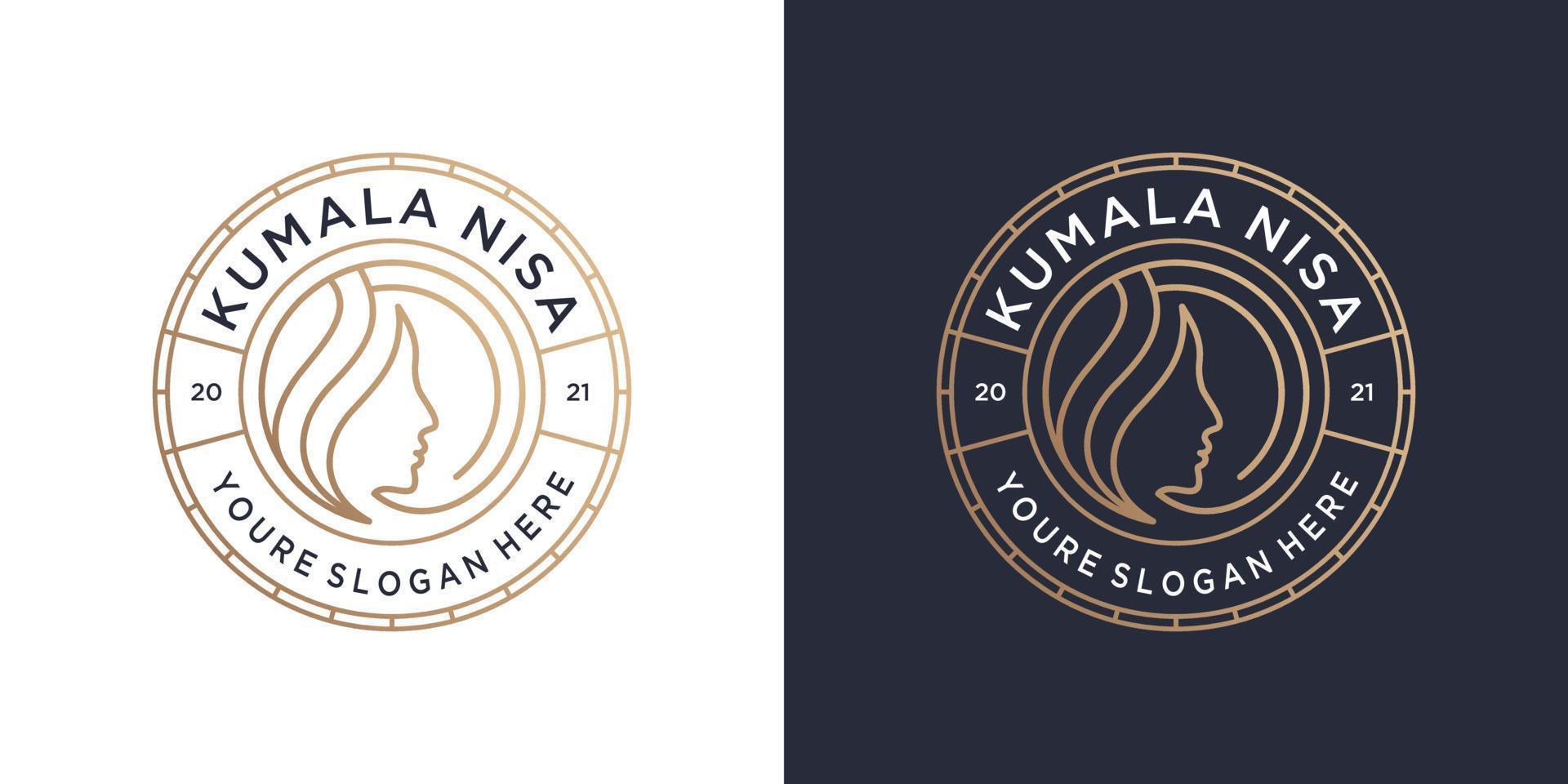 Beauty women logo branding template. Luxury line art symbol for salon, spa and skin care. vector