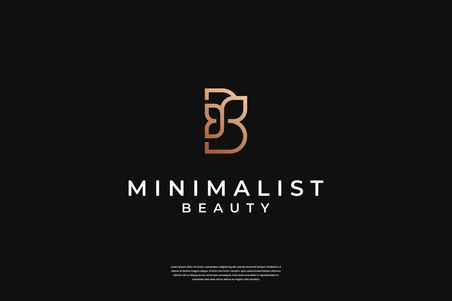 Minimalist elegant initial B and leaf logo design with infinity symbol vector