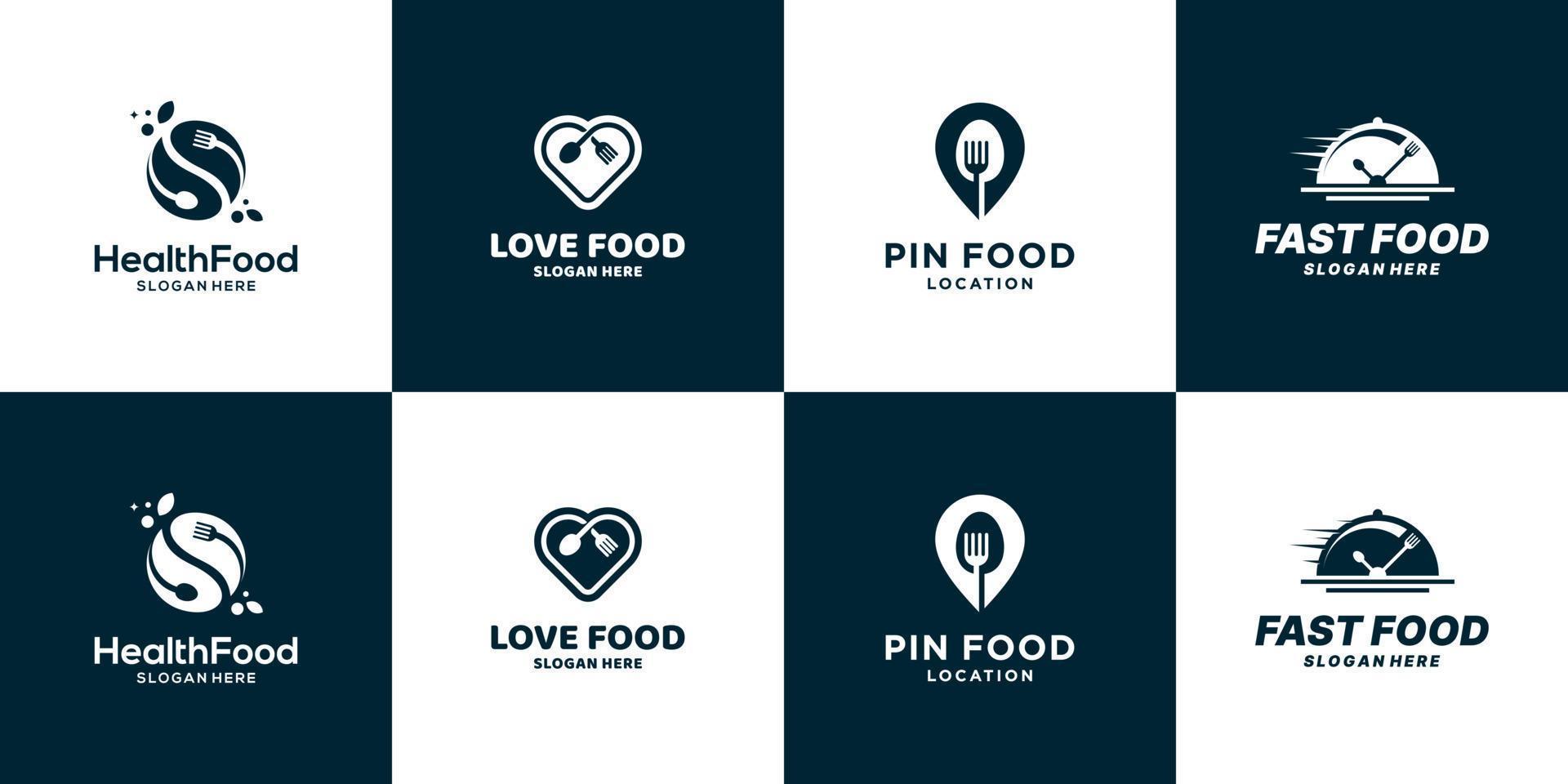 conjunto de símbolo de icono de diseño de logotipo de alimentos vector