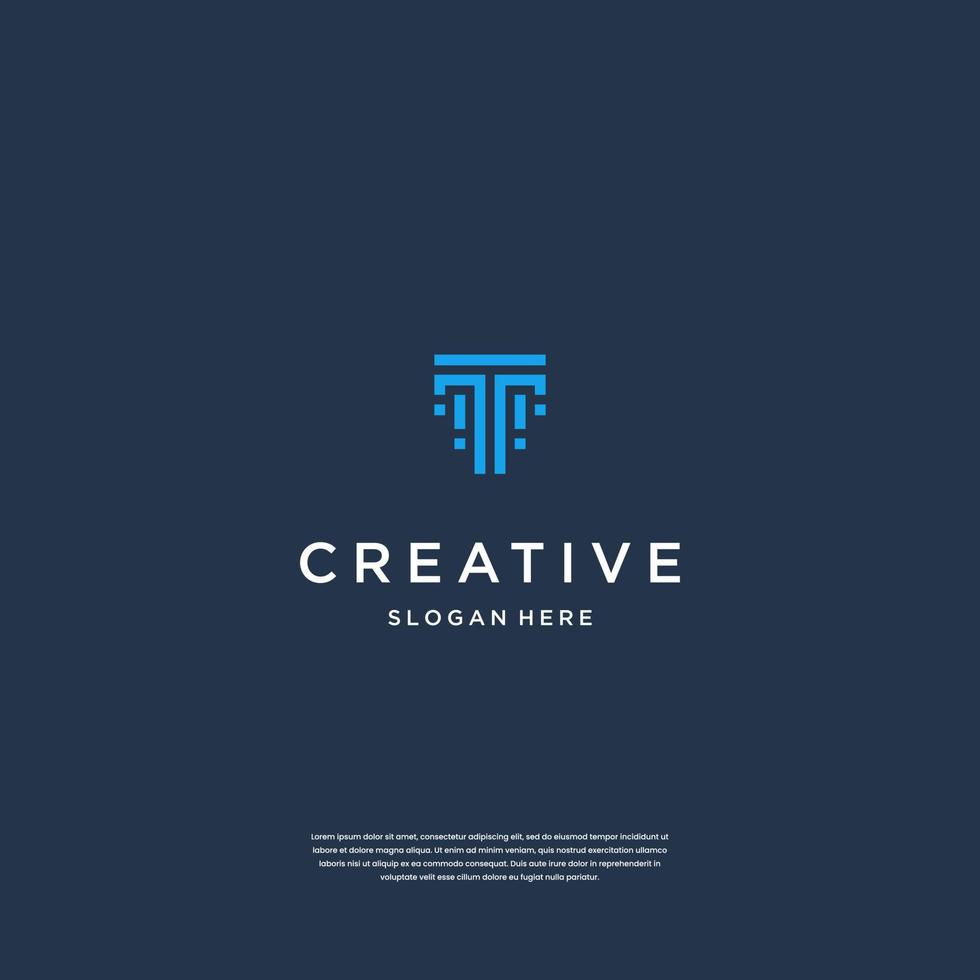 Abstract Combination of Letter T and Technology Symbol Logo Design Inspiration vector