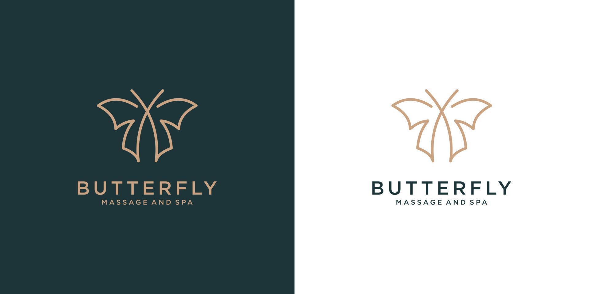 Luxury Butterfly logo design with line art style vector