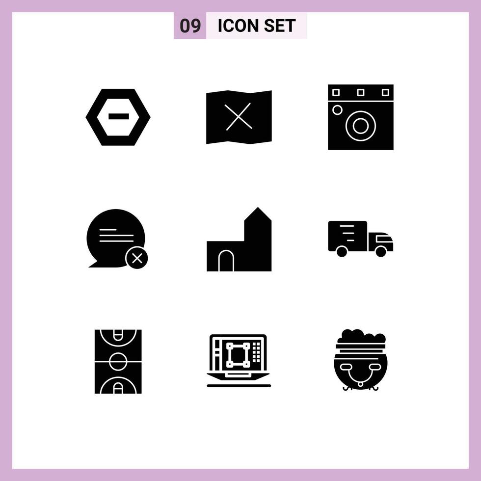 9 Universal Solid Glyph Signs Symbols of fortress castle building interior castle cross Editable Vector Design Elements