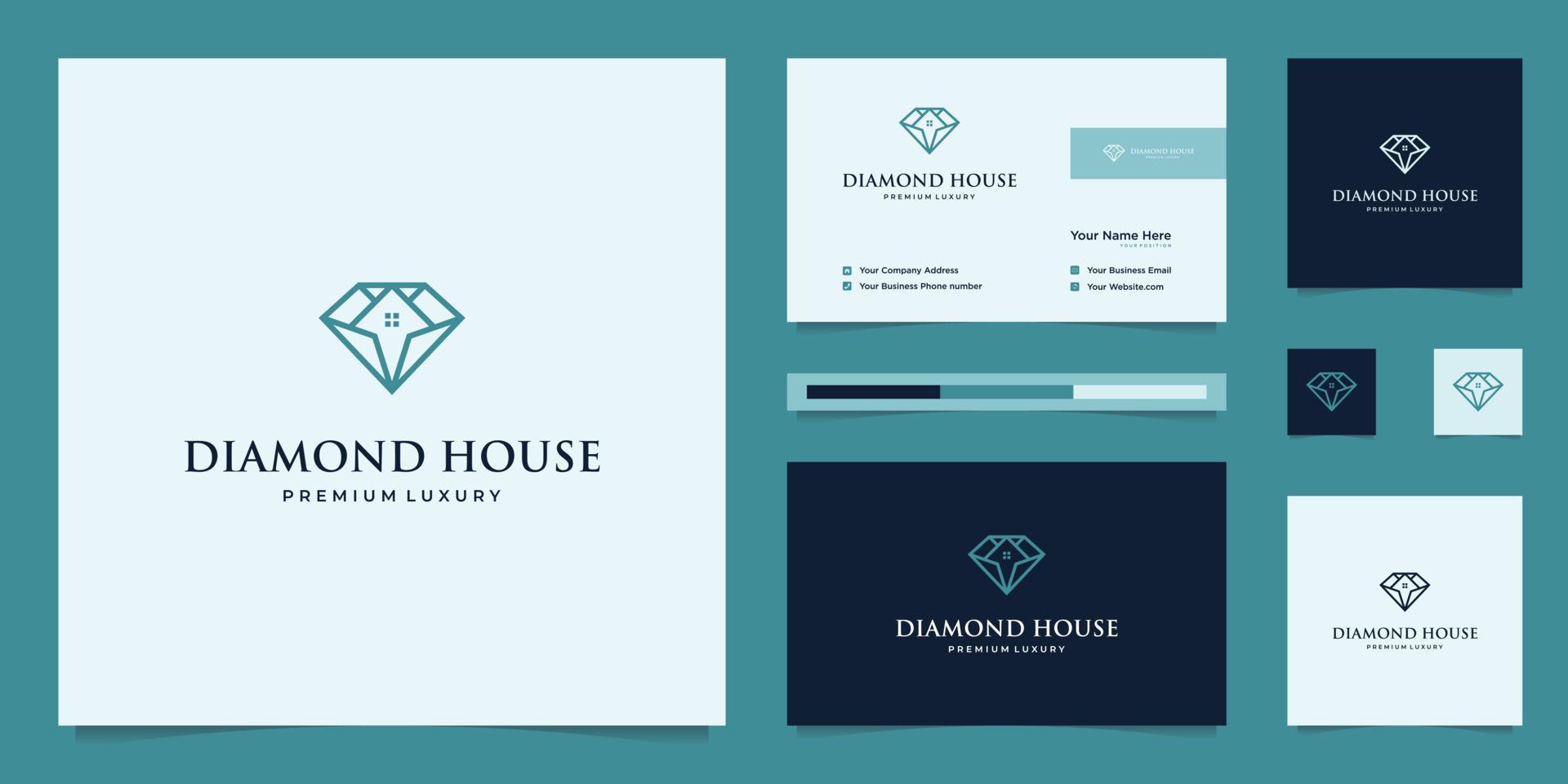 diamonds and house. abstract design concepts for real estate agents, hotels, residences. symbol for building. logo design and business card templates. vector