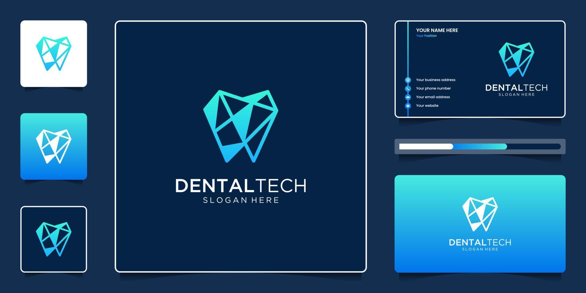 Dentistry logo with abstract dental technology logo and business card template. vector