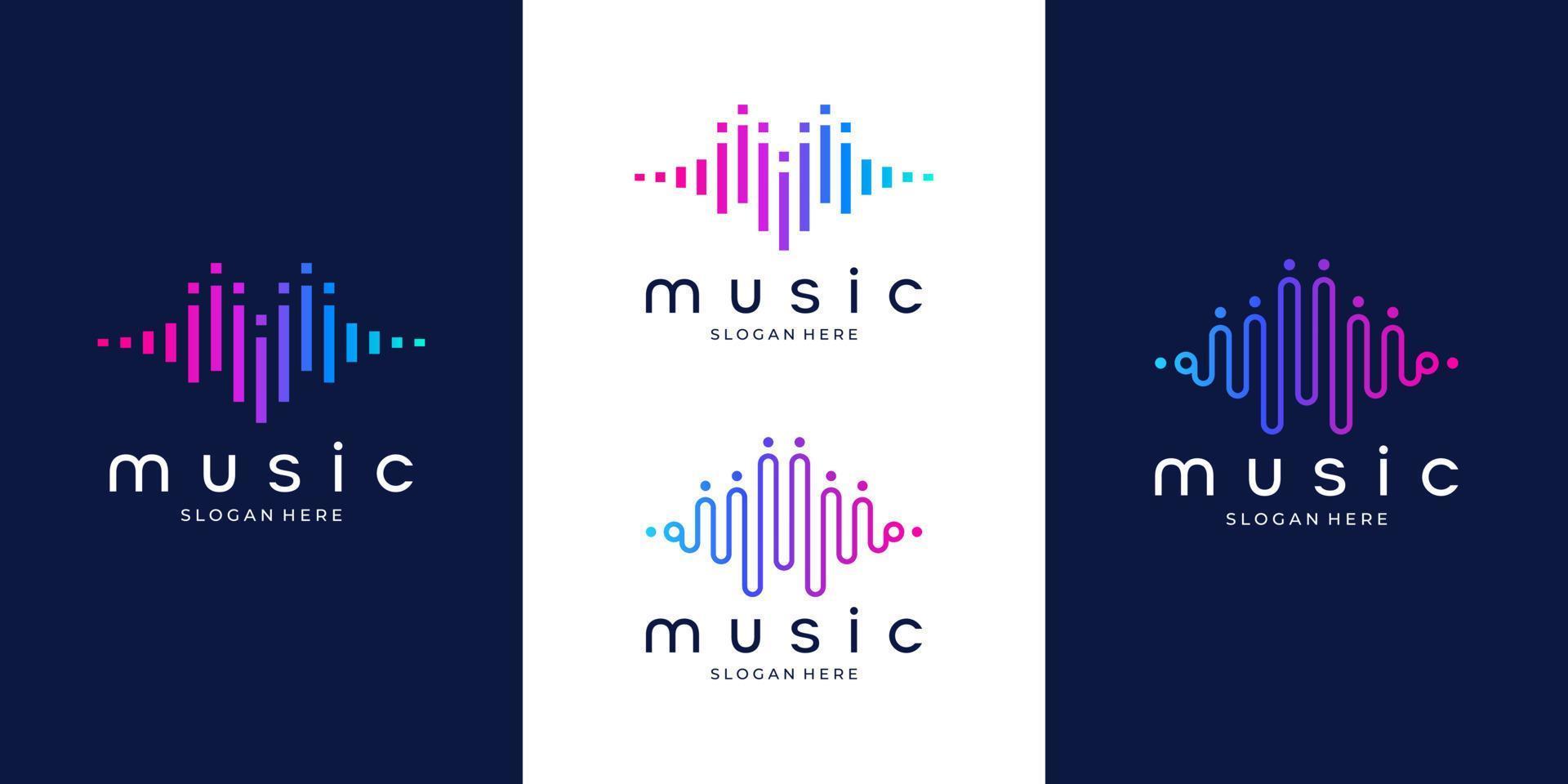 Pulse music player logo element. Logo template electronic music, equalizer, store, audio wave logo concept. vector