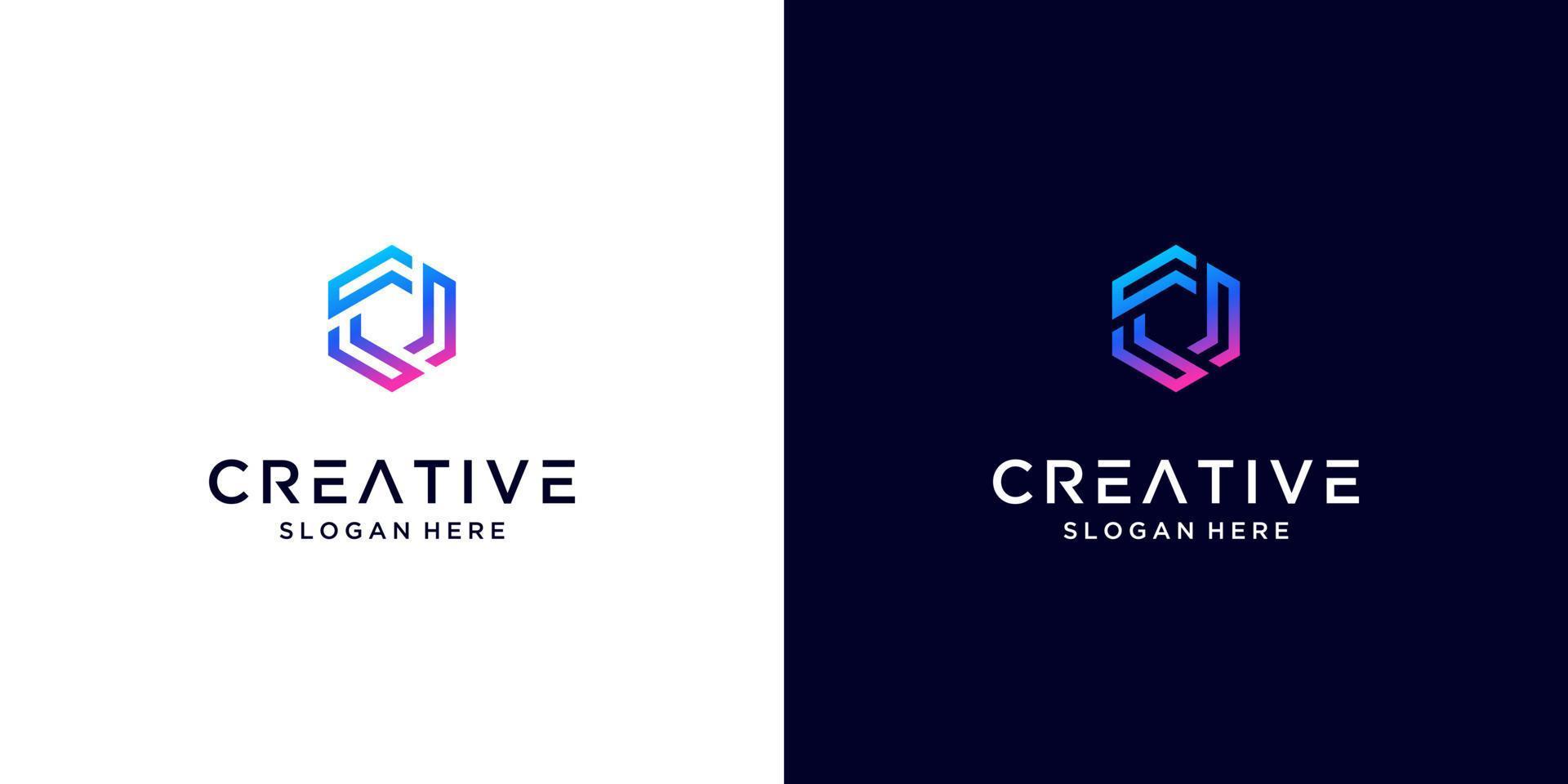 tecnología de diseño de logotipo abstracto geométrico letra c vector