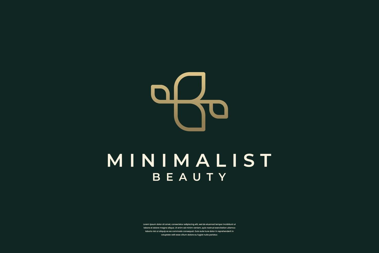 Minimalist elegant initial B and leaf logo design with line art style vector