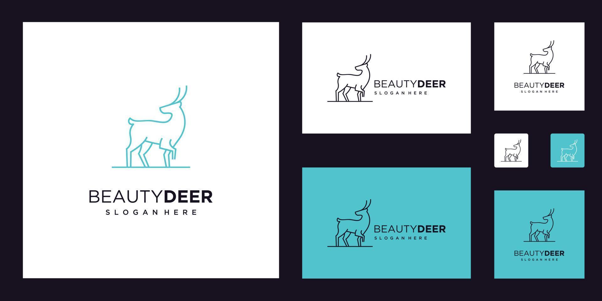 Inspirational logo design deer with simple lines vector